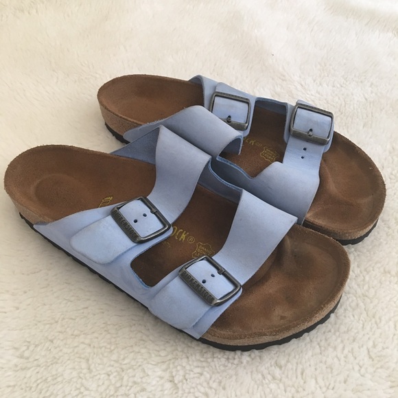 birkenstock arizona light blue suede